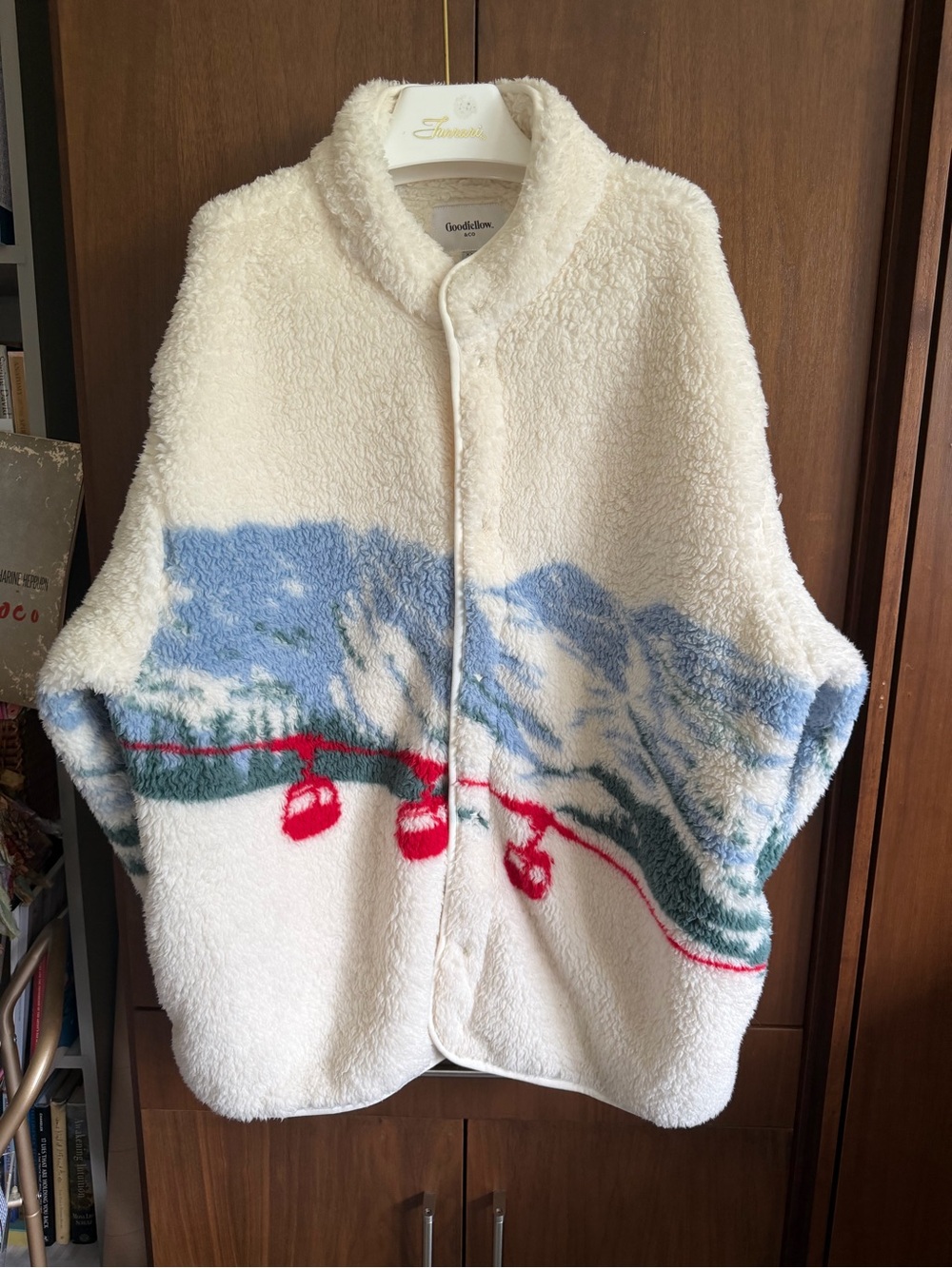 Goodfellow & Co Scenic Sherpa Fleece Jacket in Cream, Blue, Green & Red - Picture 2 of 5